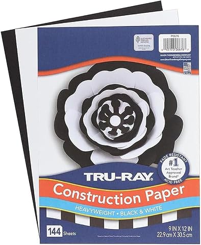 Tru-Ray Premium İnşaat Kağıdı, Siyah ve Beyaz, 22,8 cm x 30,4 cm, 144 Yaprak