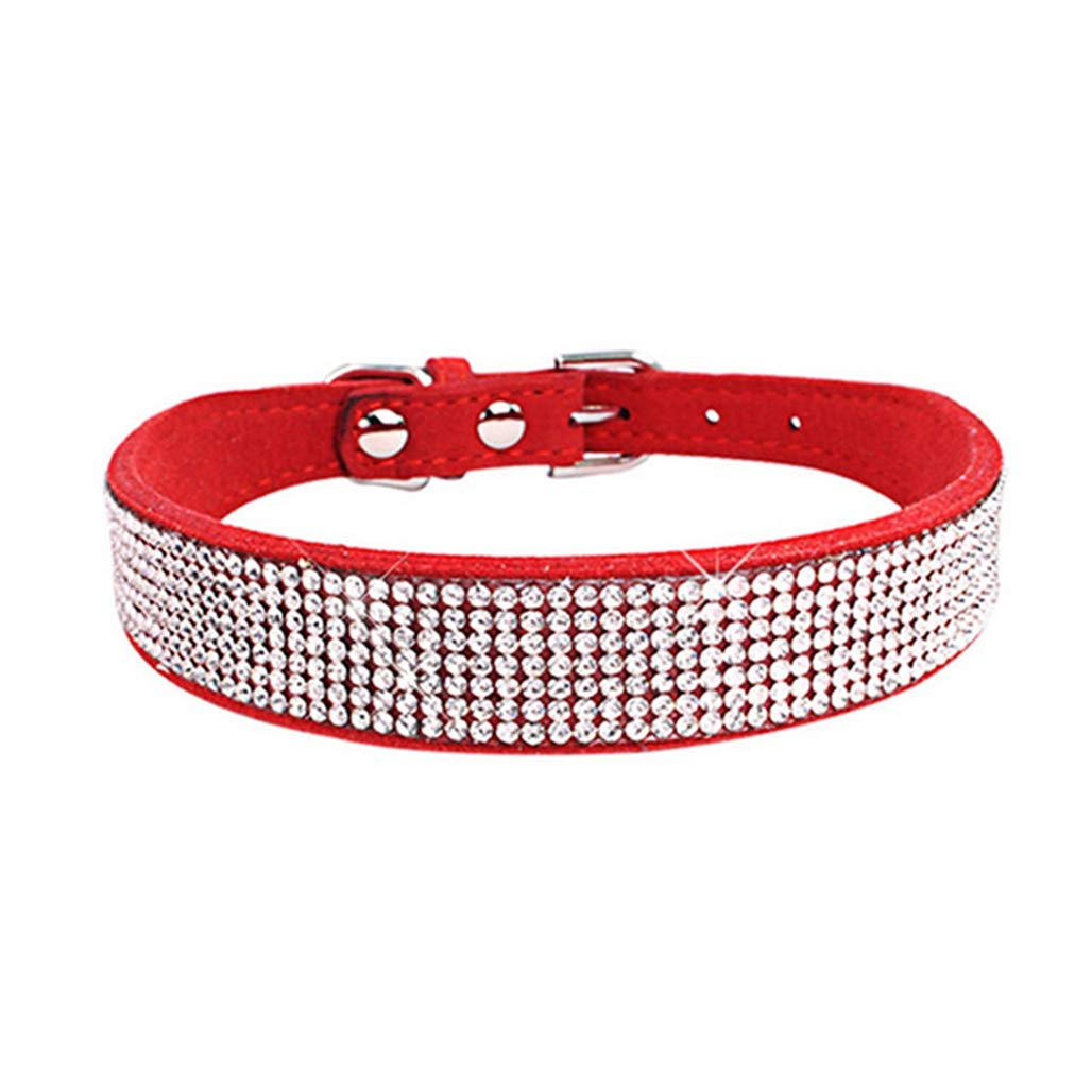Collare per cani con strass, grazioso e scintillante, in morbida pelle scamosciata, per cani e gatti, con strass e strass