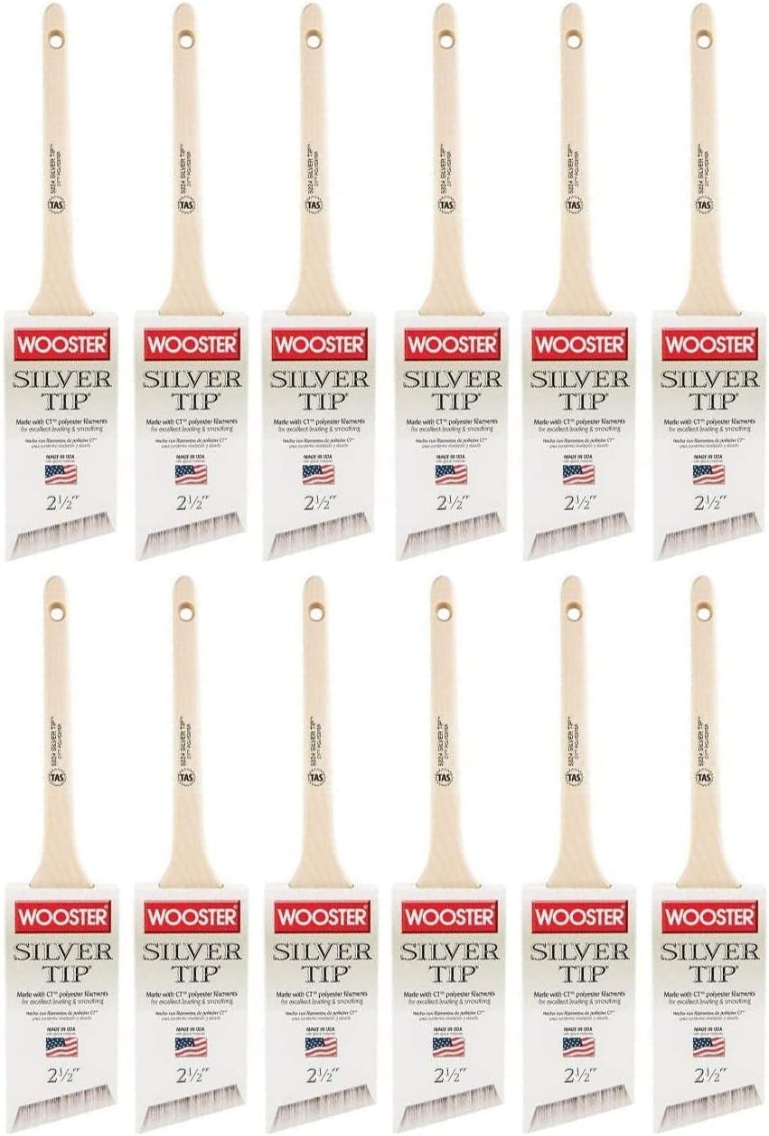 Wooster Silver Tip 2 1/2 in. W Angle Paint Brush, Four Pack of 3
