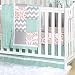 Mint, Coral and Grey Patchwork 3 Piece Baby Crib Bedding Set by The Peanut Shell