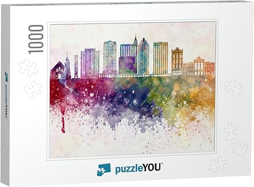 Raleigh Skyline in Watercolor Background... Rompecabezas de rompecabezas con 1000 piezas