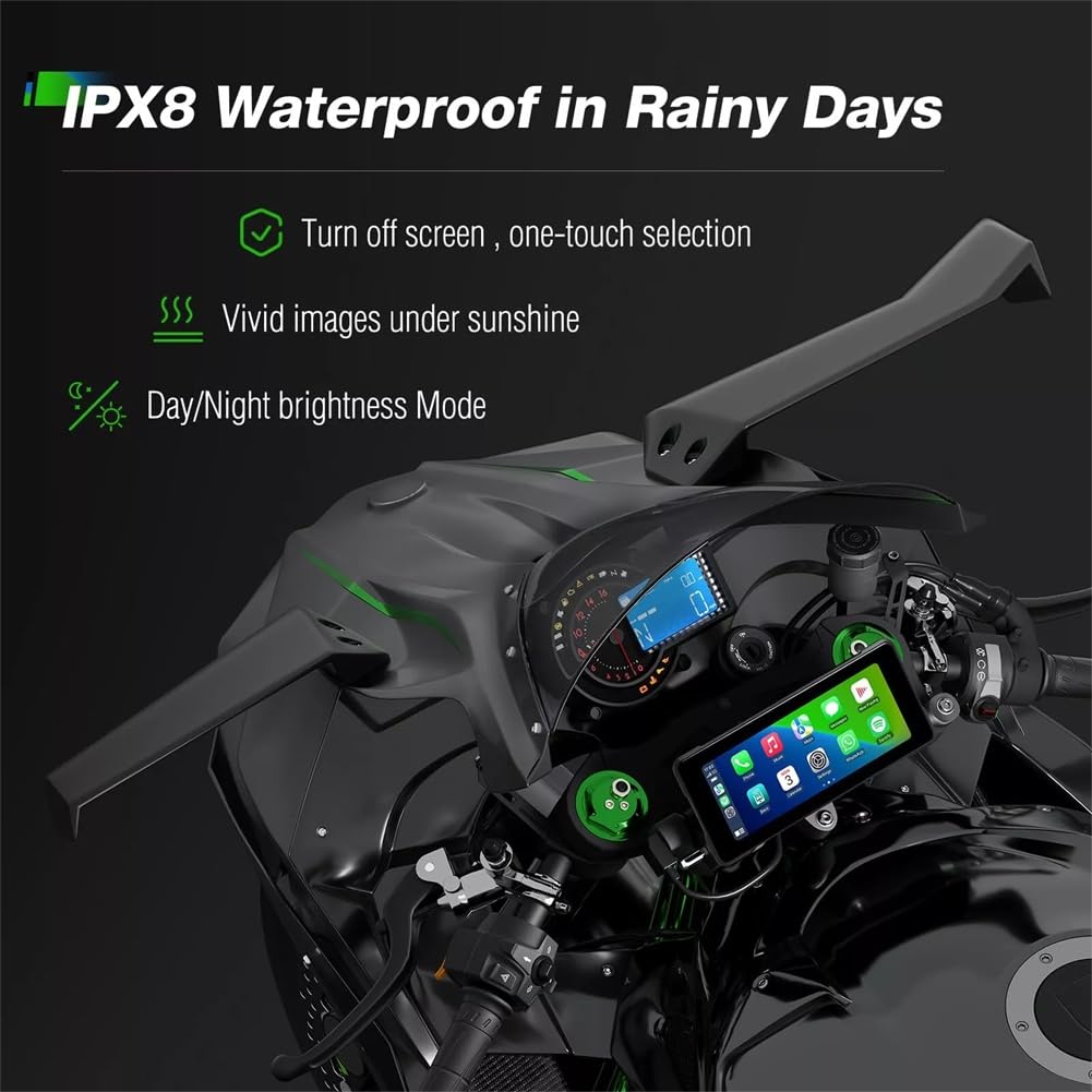 Bamberg Navigatore GPS Bluetooth Portatile da 6,86 Pollici per Motociclette, Resistente all'Acqua IP68, con Schermo Wireless, Compatibile con Carplay Android Auto e Lettore MP5.