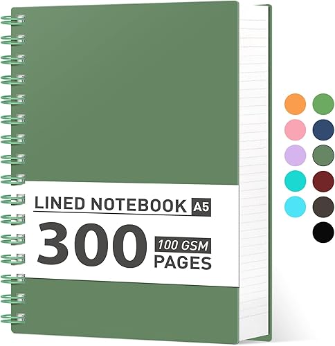 Miniatura 27 de AHGXG Cuaderno espiral universitario rayado - Cuaderno espiral grande B5 de 7.6" x 10", 300 páginas/150 hojas, papel grueso de 100 g/m², tapa dura