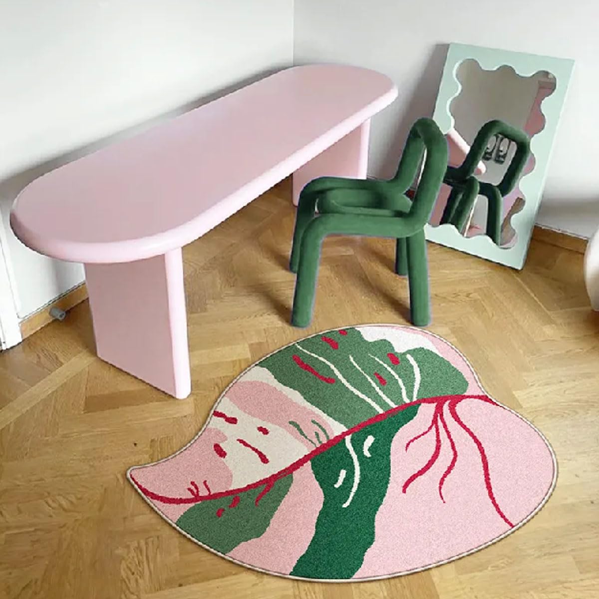 Tapis de bain absorbant et antidérapant lavable motif feuilles