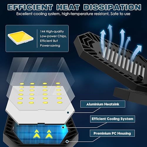 Miniatura 6 de Luces LED de garaje de 150 W actualizadas, paquete de 2 bombillas de garaje atornilladas, 6+1 paneles ajustables, iluminación de garaje de 15000