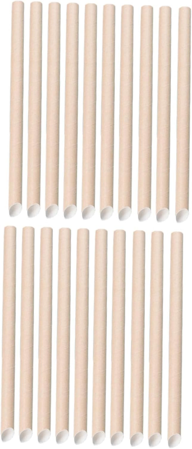 ERINGOGO Disposable Paper Drinking Straws 100 Pack Pulp Milk Tea Straws 12x200mm with Diagonal Cut for Juice and Household Use