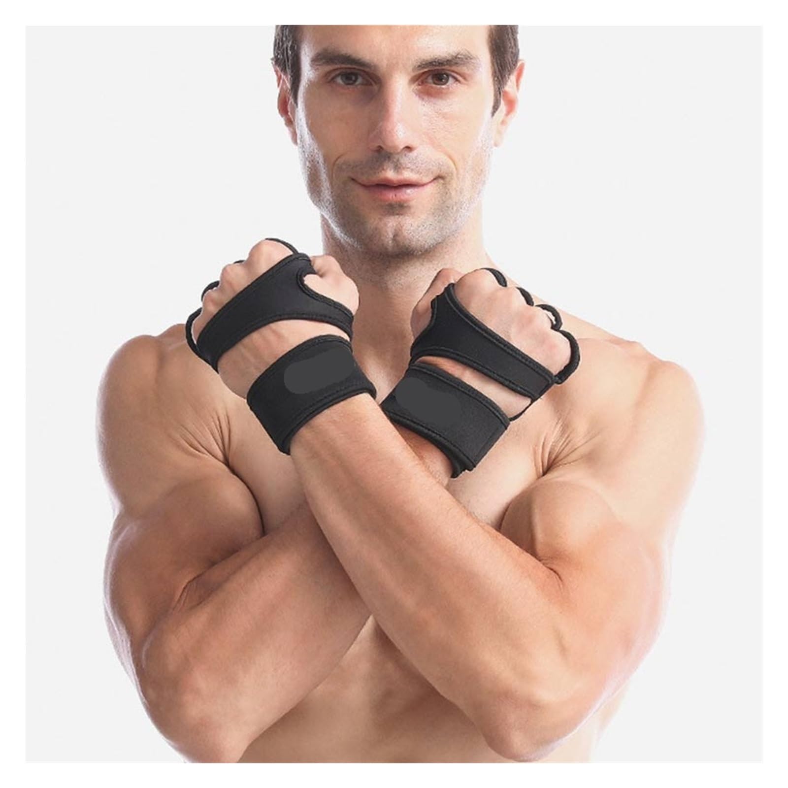 Guanti Palestra Guanti da allenamento for sollevamento pesi con mezze dita Protezione antiscivolo in silicone for il palmo della mano con supporto for il polso e protezione for il palmo del manubri(Bl