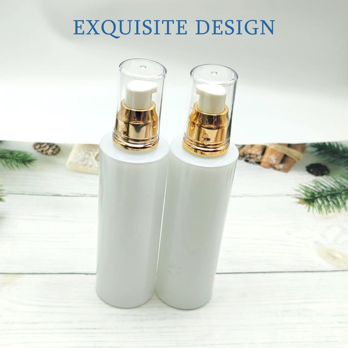 2PCS 100ml/3.3oz White Glass Lotion Pump Bottles with Gold Cap Empty Refillable Liquid Soap Dispenser Press Bottle Cosmetic Container for Essential Oils Cream Emulsion - Image 7