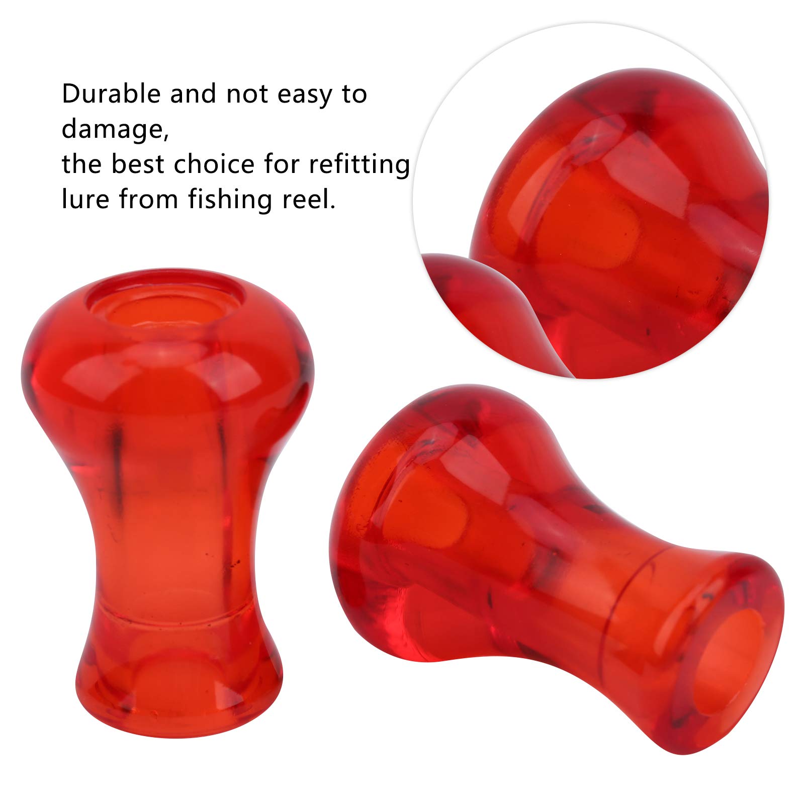 Bouton de poignée de Moulinet de pêche, Paquet de 2 Boutons de Remplacement en Plastique Rouge avec Outils pour moulinets à Profil Bas et rotatifs, Accessoires de Mise à ni