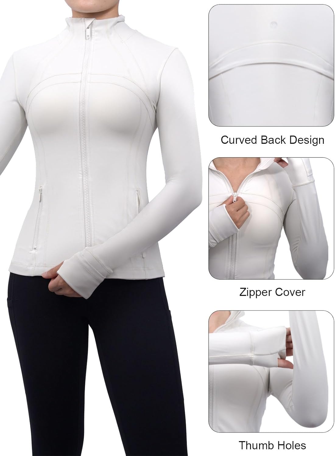 SIS QUEEN Women's Workout Jackets Slim Fit Athletic Track Tops with Pockets Thumb Holes Full Zip Up Lightweight Sportswear - Image 5
