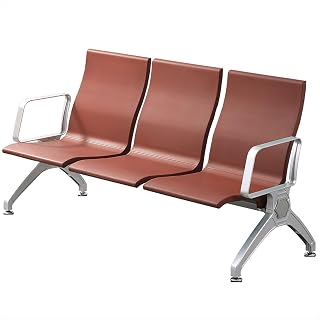 GAZOGJ Office Guest Reception Chairs with Armrests and High Backrest - Pu Waiting Room Bench Furniture for Airport, Bank, Hospital, Salon,Brown