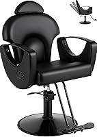 Vista 10 de Silla de Barbería de Salón, Silla de Salón Reclinable para Estilista de Cabello, Silla de Salón de Cabello con Bomba Hidráulica de Servicio Pesado