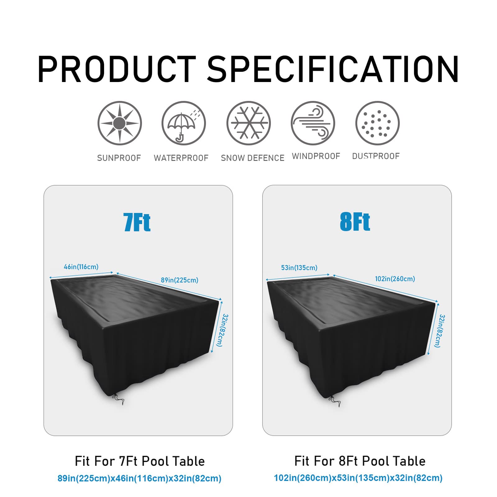 Copertura Impermeabile Per Tavolo Da Biliardo Fenghome - Tessuto Oxford 420D, 2.4m, Con Coulisse - Foto 12