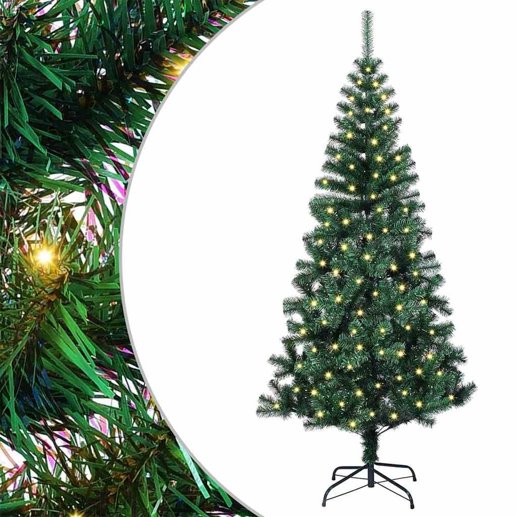 Sztuczna podświetlana choinka zielona, 120 cm, PCW i metal, z 150 diodami LED o ciepłej białej barwie, 8 trybów, do użytku wewnątrz i na zewnątrz
