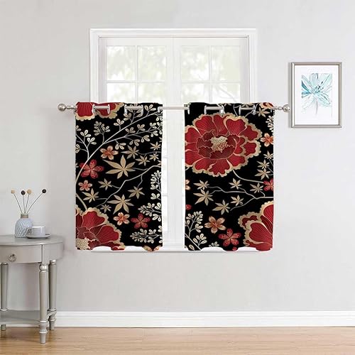 Miniatura 3 de Curtains for Living Room Blackout Dark Floral Grommet Short Door Alternatives Cortinas para Ventanas De Cuarto 85Inch Width by 85Inch Length,2 Panels