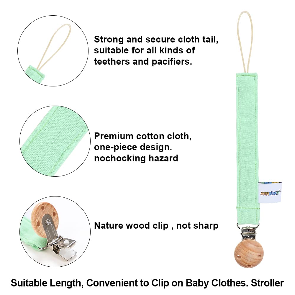 Juguete mordedor de silicona de grado alimenticio para bebés con soporte para chupete, juguetes de alivio del dolor de dentición para niños y niñas, apto para congelador, sin BPA (verde) 3
