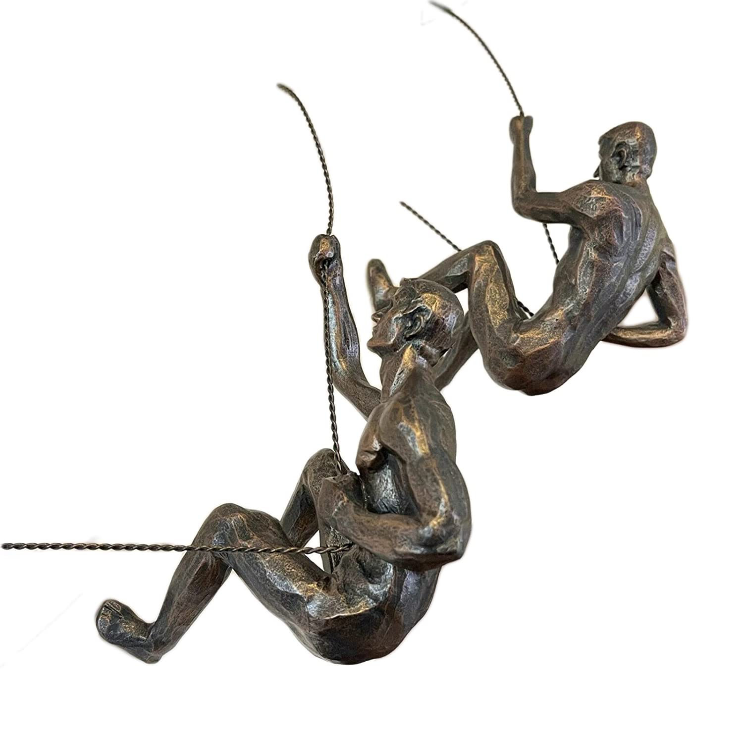 Darthome Men's Black Set Of 2 Abseiling Ornats Bronze Climbing Man Sculpture Statue Ornats