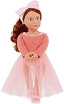 Our Generation 18-Inch Ballerina Doll Aubrie in Ballet Outfit Set, poupées 18-inch poupée ballerine aux yeux bleus qui s'ouvrent et se ferment, cheveux rouges ondulés, tenue de ballet, et jeu de mix-and-match, 5+ Années