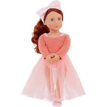Our Generation - Aubrie - 46 cm Ballerina Doll - Red Hair and Blue Eyes - Ballet Outfit & Hair Bow - Pretend Play - Toy for Children from 3 Years