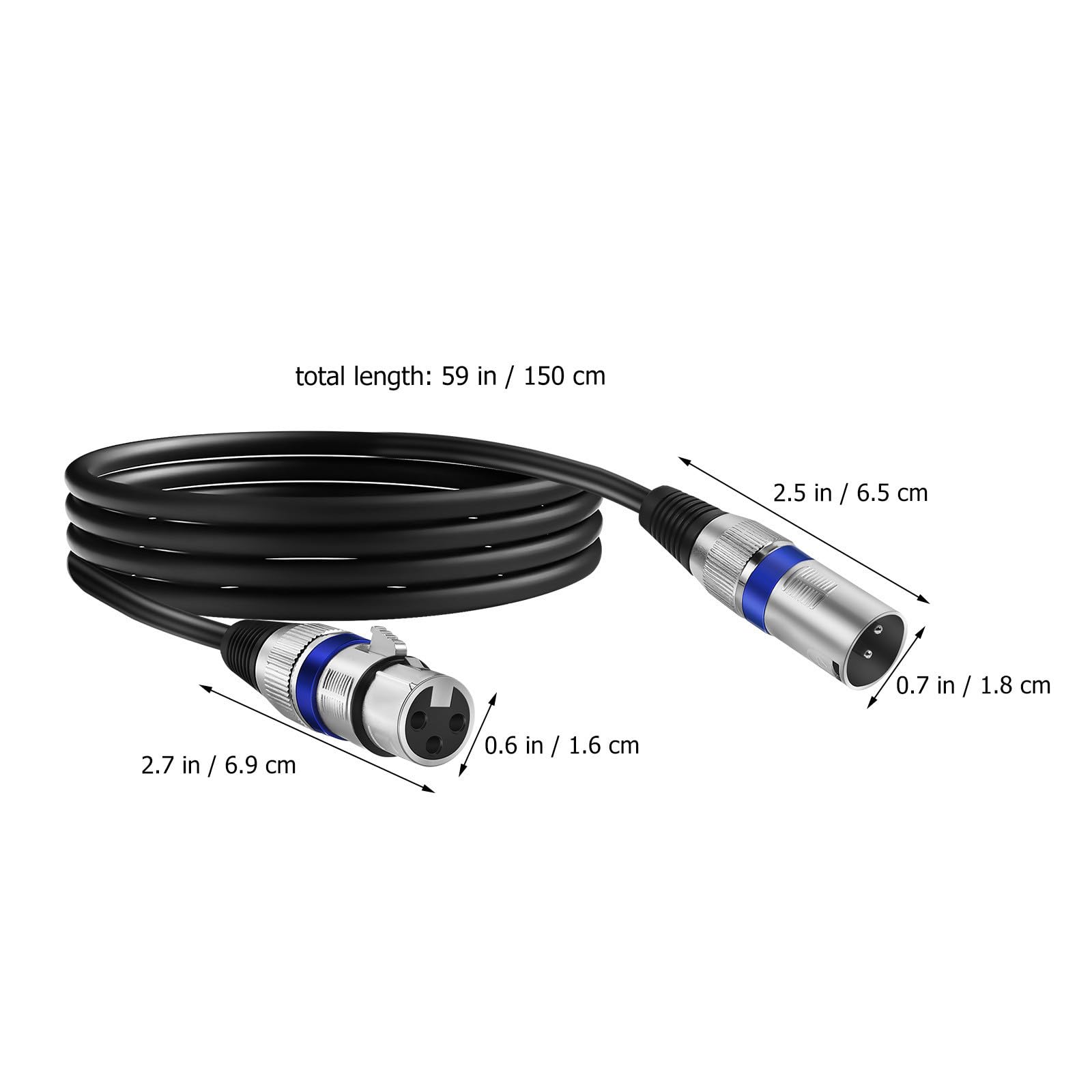 6 Cables de Micrófono Xlr Balanceados Macho a Hembra de 1,5m Construcción Robusta y Cobre para Uso Profesional en Conciertos y Altavoces