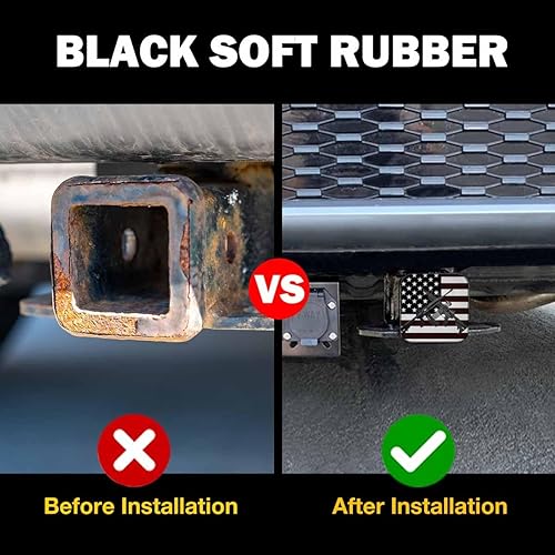 Miniatura 5 de Beabes Cubierta de enganche de remolque de bandera estadounidense de 2 pulgadas, bandera grunge de Estados Unidos con cubierta de enganche de