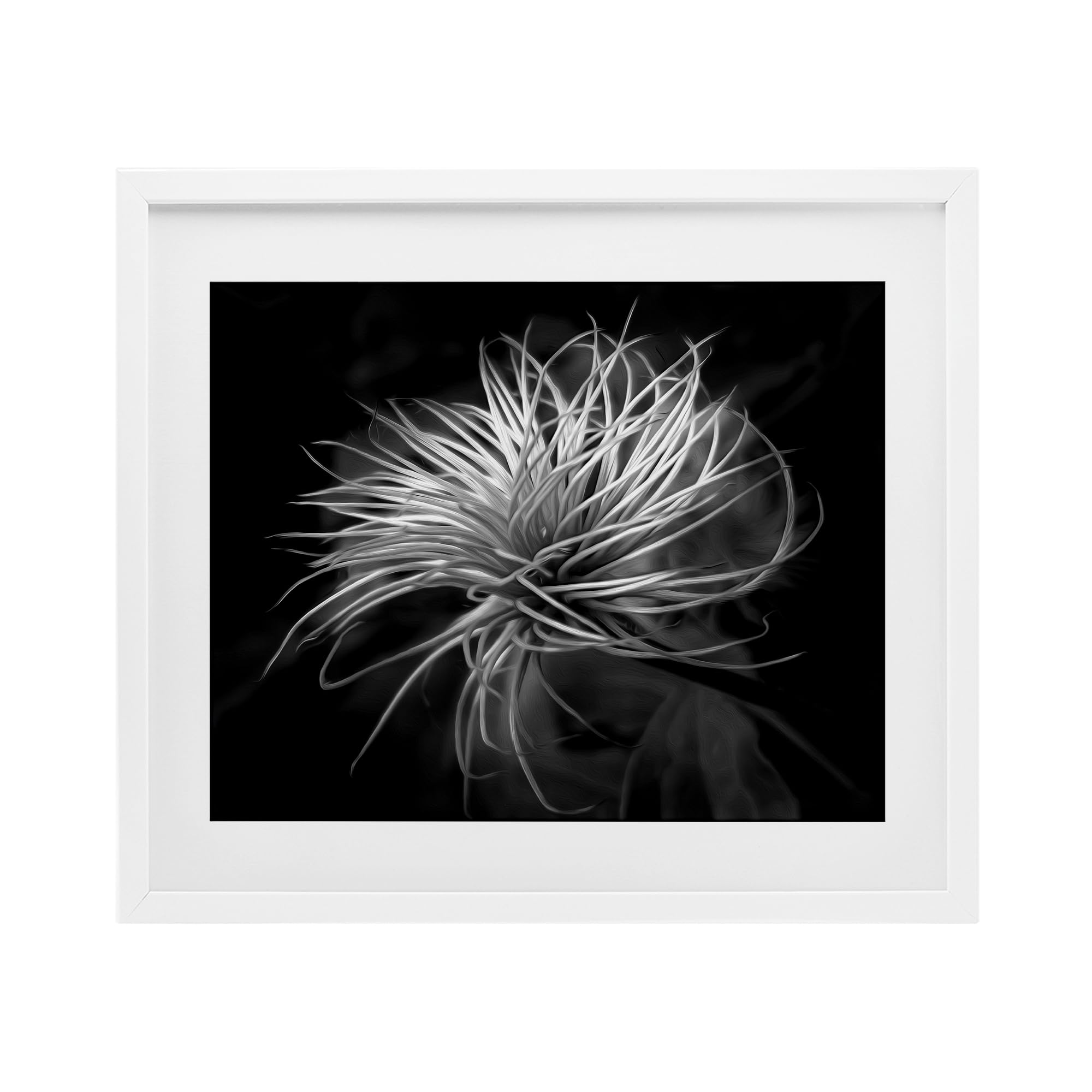 'Twisting Botanical Leaves Contrast'| Framed Print Under Glass
