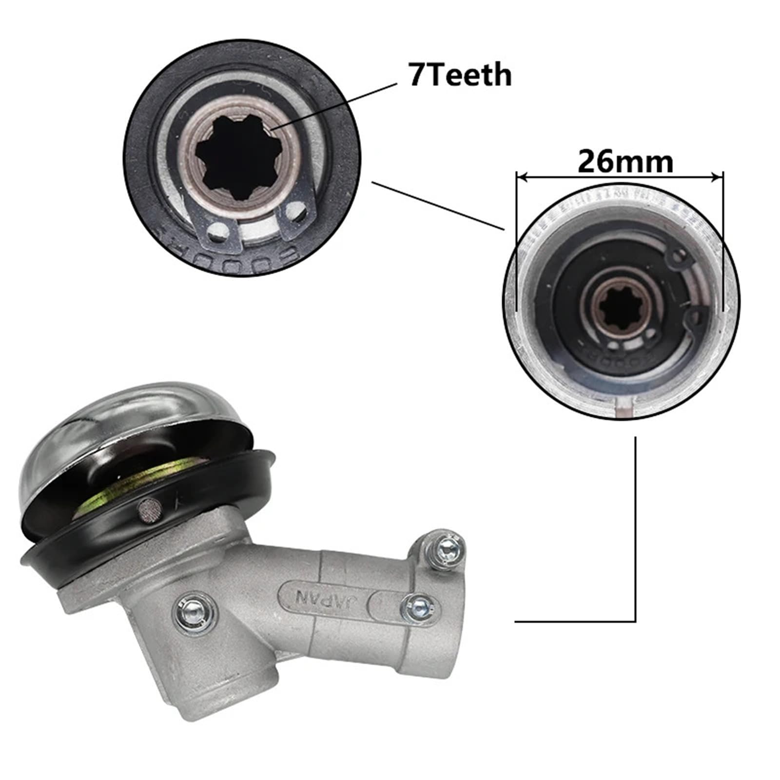 Adaptador de Cabezal de Corte 7/9T 26 mm 28 mm | Piezas de recambio del conector del cabezal de engranajes for desbrozadoras y cortacéspedes(26mm 7T)