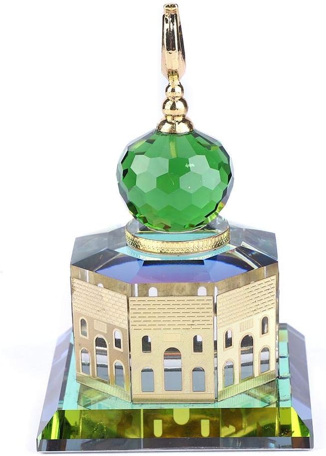 Oumefar Muslim Crystal Gilded Al-Aqsa Mosque Miniature Model Islamic Building Gift Showpiece Islamic Architecture Handicraft Souvenir Home Decoration for Living Room Office Bedroom Shops Cabinet