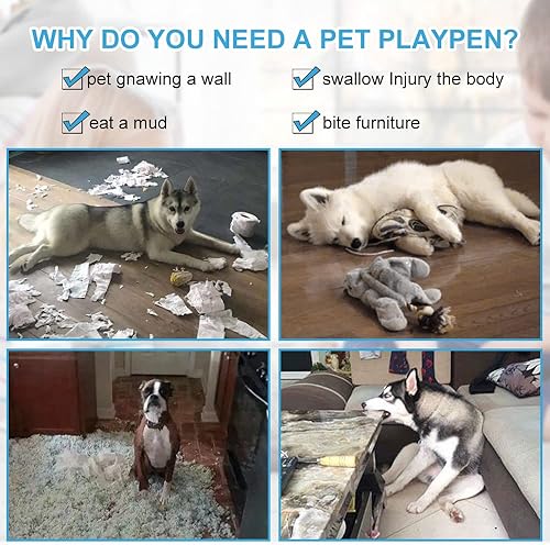 Miniatura 3 de Jaula de metal resistente de 484236 pulgadas, valla grande para perros para entrenamiento, valla de perro para interiores y exteriores, con ruedas