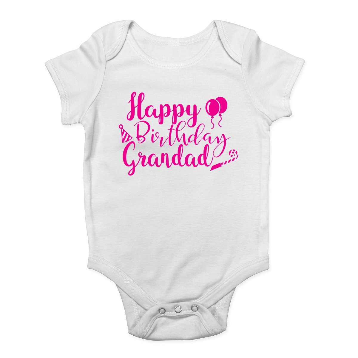 Shopagift Happy Birthday Grandad Pink Girls Baby Vest Bodysuit