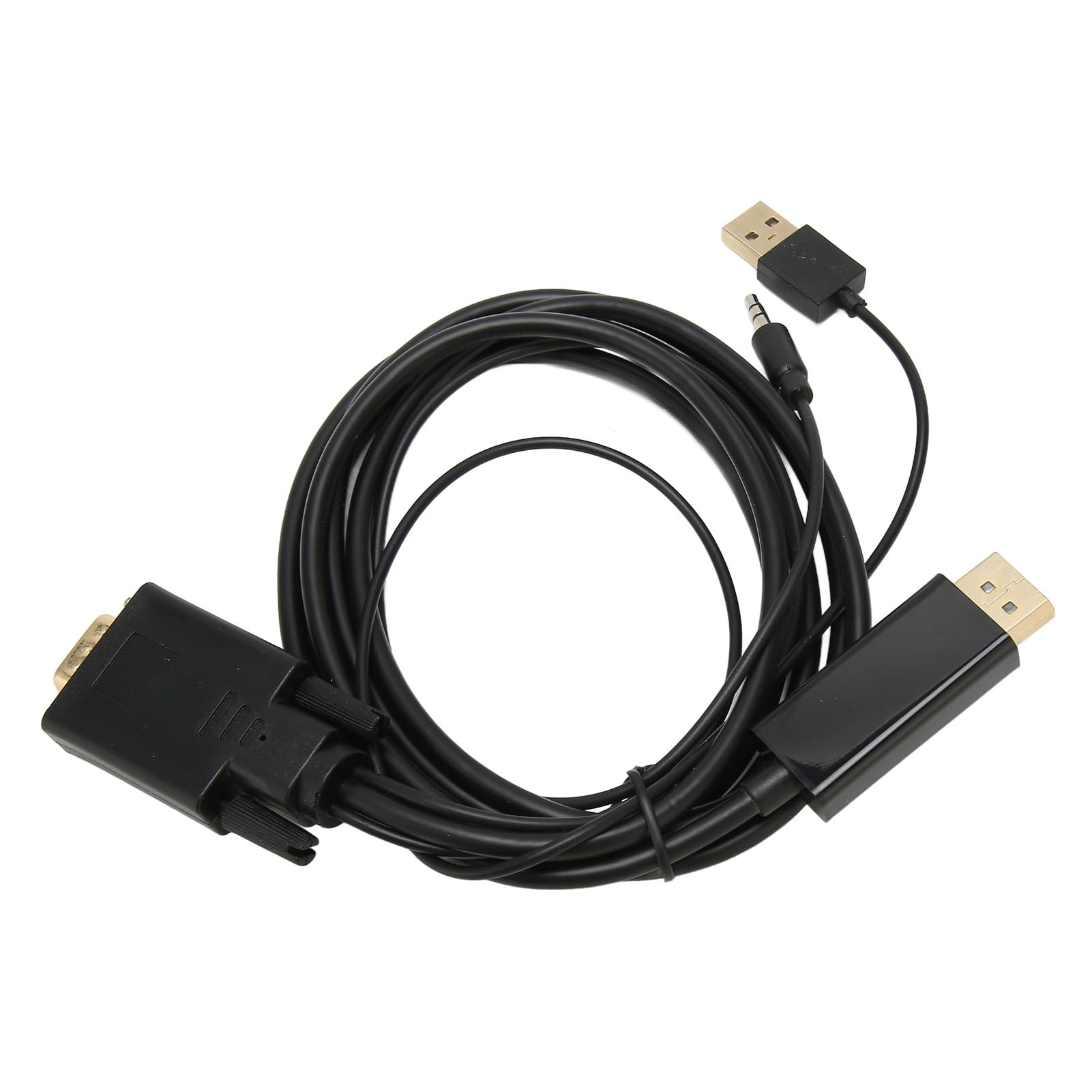 Cable VGA a DisplayPort, Adaptador unidireccional VGA para computadora a Monitor DP Cable convertidor de Video HD con Fuente de alimentación y Sonido para Monitor de PC