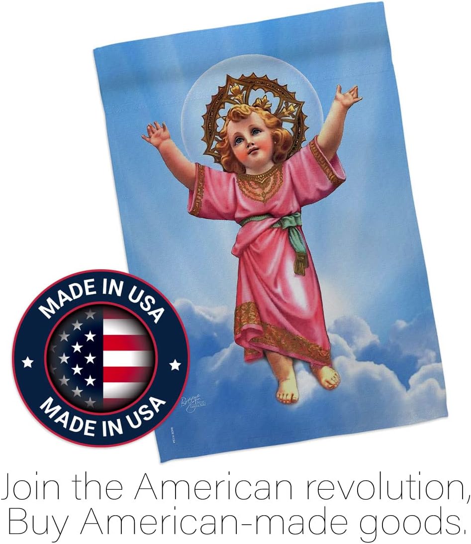 Breeze Decor - Divine Baby Jesus Inspirational - Everyday Impressions Decorative Vertical House Flag 28" x 40" Printed in USA