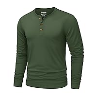 TACVASEN Maglia Henley T Shirt Uomo Cotone Maglietta Uomo Manica Lunga Sottogiacca