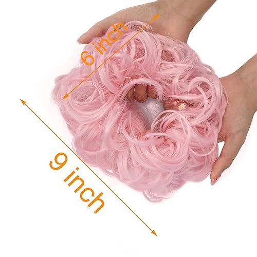 Miniatura 2 de FUTATA extensiones de moño de pelo desordenado 2 unids rizado ondulado desordenado sintético moño postizos Scrunchie Scrunchy Updo para las mujeres