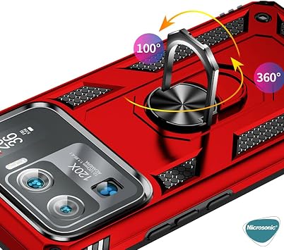 Microsonic Xiaomi Mi 11 Ultra için Kılıf Military Ring Holder Siyah [Mi 11 Ultra ile Uyumlu Kılıf - Siyah]