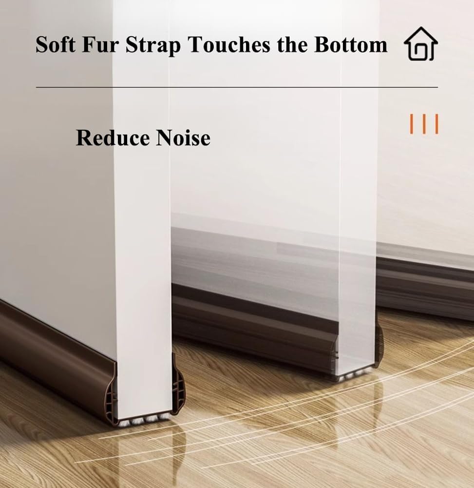 3pcs Door Bottom Brush Seal Strip,Draft Excluder for Doors Brush Strip,Cuttable Washable Draught Stopper,Underdoor Soundproof Preventing Bugs Soft Sweep (White,3)