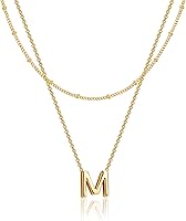 POXTEXJEWELRY 14K Gold Plated Initial Necklace for Women - Dainty Layered A-Z Name Pendant Choker, Waterproof Non-Tarnish Hypoallergenic Jewelry Gift