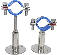 NOVSINO Stainless Steel Adjustable Pipe Clamps for 1-Inch (32mm) Pipes - Heavy-Duty Rustproof Wall/Ceiling Mount Brackets with Screws, Set of 2