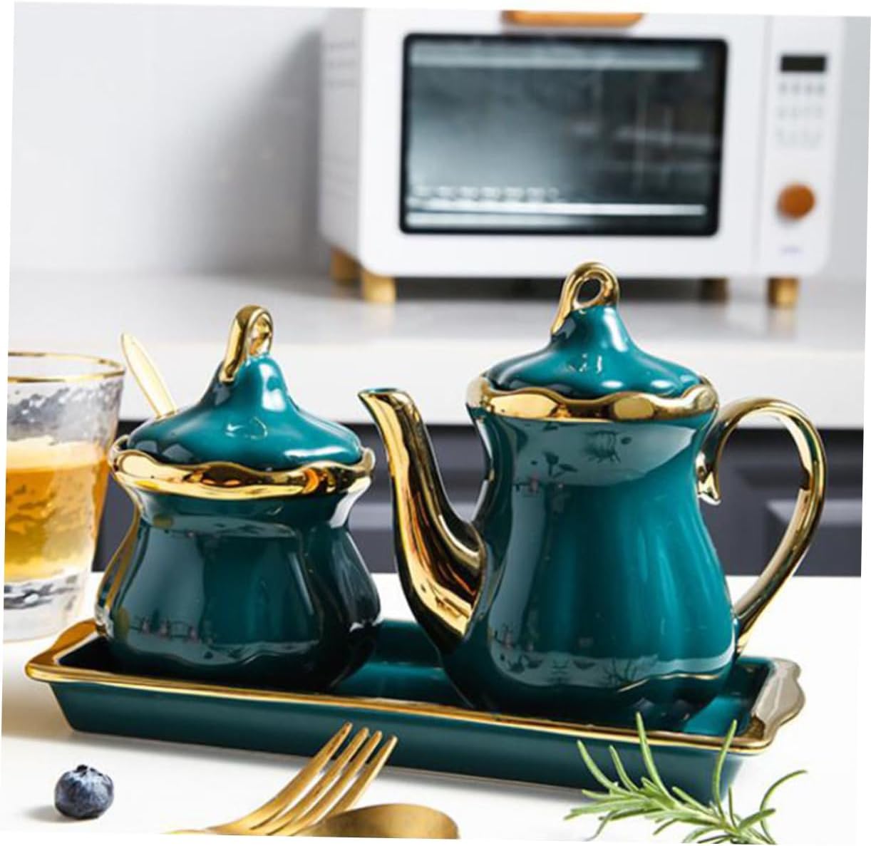 Mikinona Ceramic Condiment Bottles Salt Sugar Vinegar Oil Storage -friendly Kitchen Spice Organizer