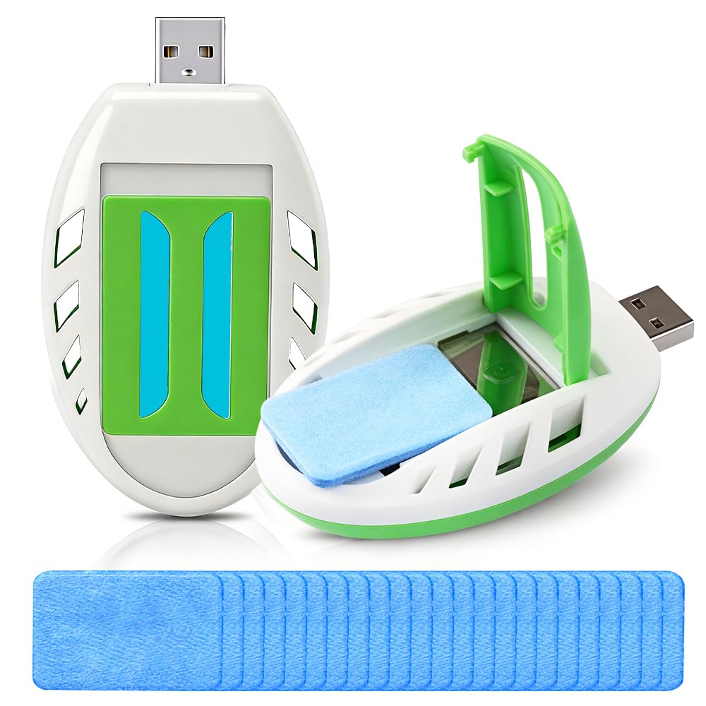 Usb Mosquito Repellent Plug In, Afenau 2 PCS Mosquito Plug ins with 105 Mosquito Tablets, Portable Mosquito Killer, Electric Mosquito Repeller for Home, Office, Car, Travel, Camping, Hiking (Green)