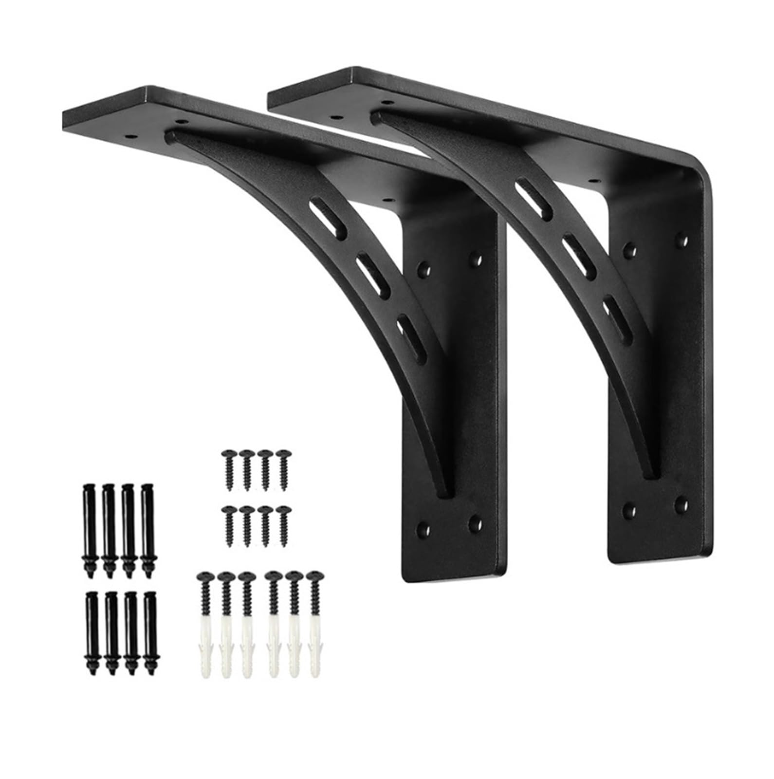 Juaksqzyi Black 2Pcs Heavy Duty Shelf Brackets Wall Mount Countertop Support Brackets With Screws For Indoor Outdoor
