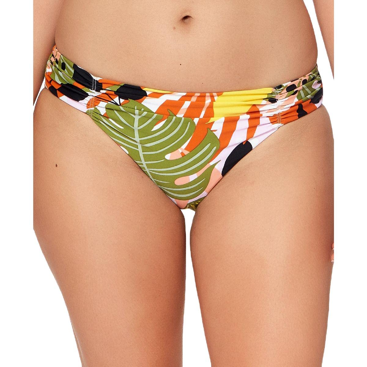 Bar III Womens Botanical Shirred Swim Bottom Separates