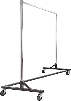 Commercial Garment Rack Z Rack - Rolling Clothes Rack, Z Rack With KD Construction With Durable Square Tubing, Commercial Grade Clothing Rack, Heavy Duty Chrome Commercial Garment Rack