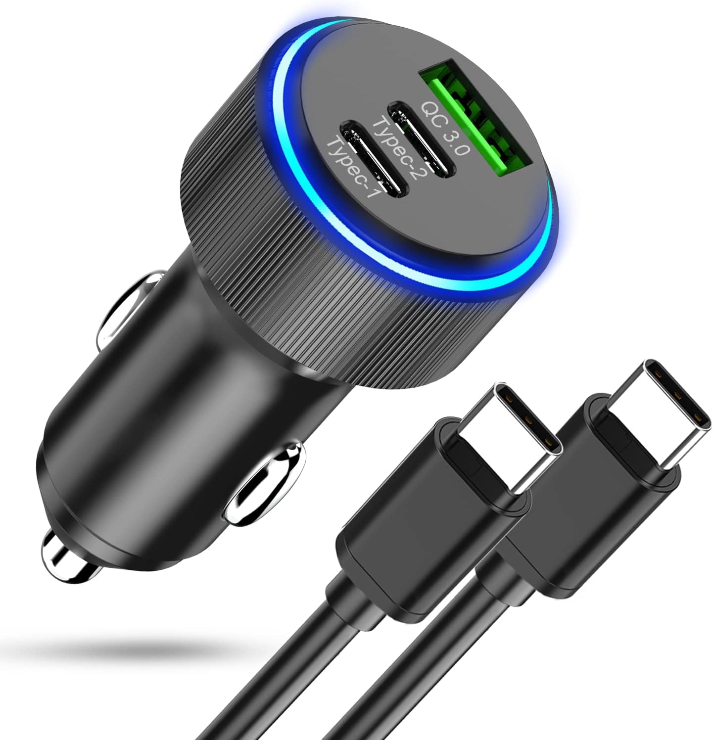 Chargeur de Voiture USB C 66 W, PD&QC3.0 Adaptateur Prise AllumeCigare Recharge Rapide Chargeur