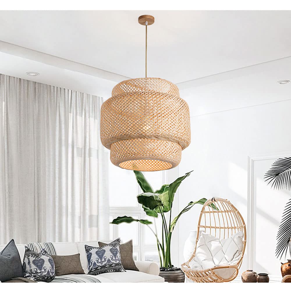 Klosze lampy wiszące w stylu Boho, abażury z połowy wieku, bambusowe lampy cylindryczne wiklinowe, kosz rattanowy do kuchni restauracji, czarny