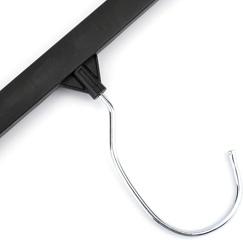 Miniatura 3 de Tosnail Paquete de 40 perchas de plástico negro de 12 pulgadas con clips grandes antideslizantes y gancho giratorio, color negro