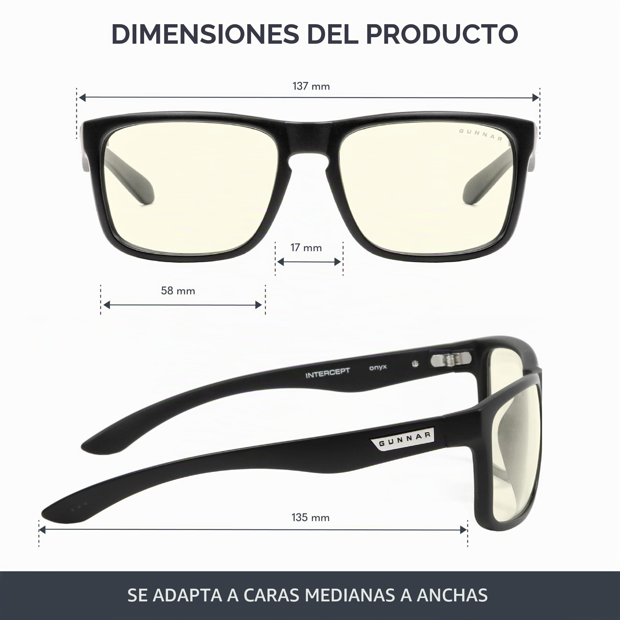 Gunnar Gafas para Videojuegos y Ordenador | Intercept | con filtro de Luz Azul | Lente Patentada