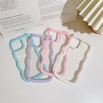 ZCDAYE iPhone 13 Pro Max対応 ケース かわいい 3D クマの耳デザイン クリア カーリー 波型 携帯電話ケース レディース ガールズ ソフト TPU 耐衝撃カバー iPhone 13 Pro Max 6.7インチ 用 ピンク
