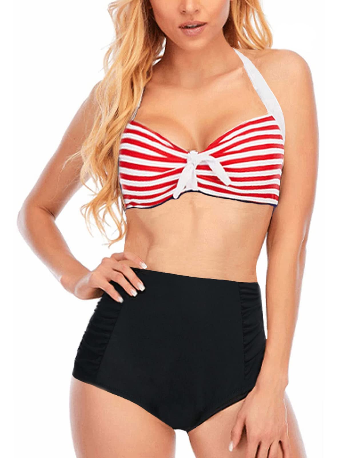 SixyotieStripe Bikini Set for Women Top&Bottom Swimsuit Two Pieces Swimming Costume Swimwear