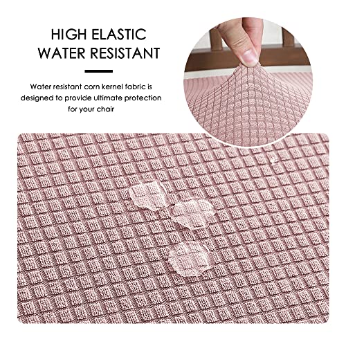 Forcheer Water Resistant Dining Chair Seat Covers For Dining Room Chairs Set Of 6, Stretch Jacquard Removable Washable Chair Seat Slipcovers Protector Rear-Covered, Pink #TOP4
